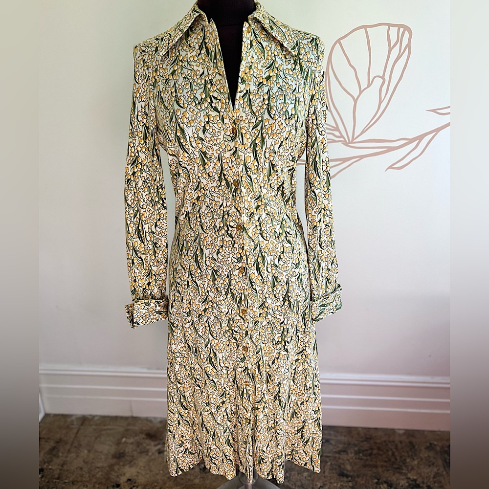 Vintage Diane Von Furstenberg Long Sleeve Floral Dress
